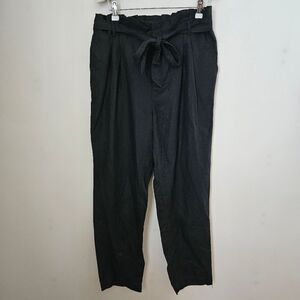 Loft Paperbag Pants Black Casual Belted Pockets Neutral Trendy Comfy